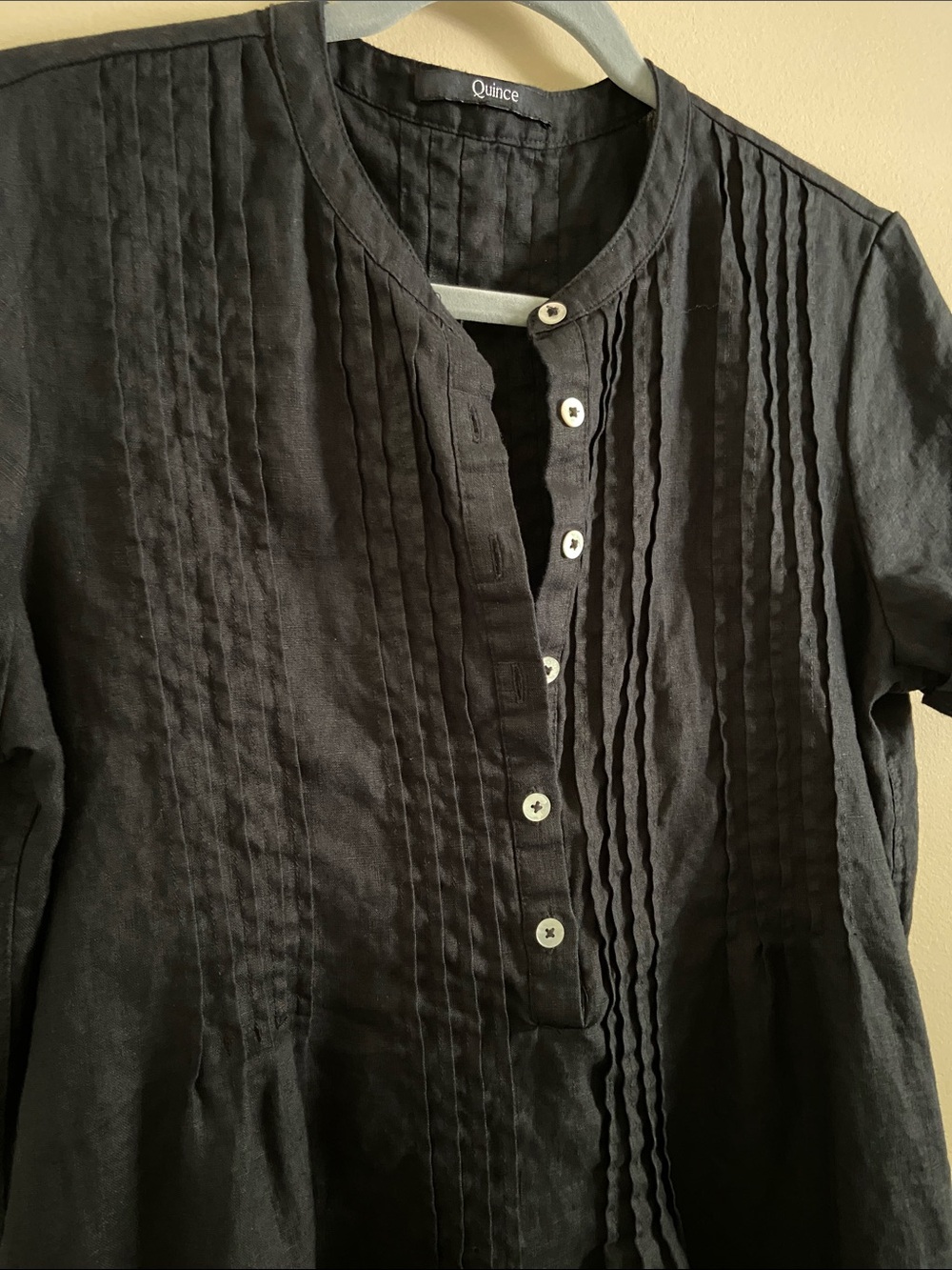 Quince Black Short-Sleeve Swing Linen Dress *Medium Fit* - Picture 4 of 9